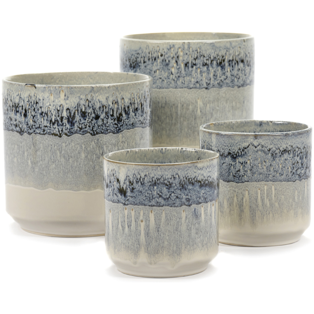 Abbott Collection Home Wal-Übertopf Klein, Niedrig – Aus Zement, Grau/blau, Länge 20,3 Cm